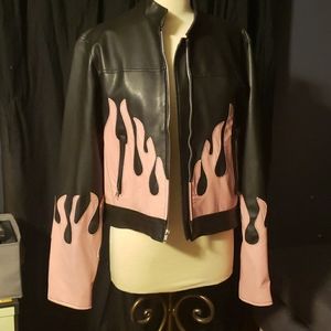Pink Flame faux leather jacket